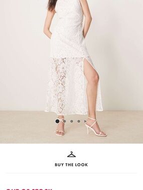 ASOS White Lace Maxi Dress with Side Slit